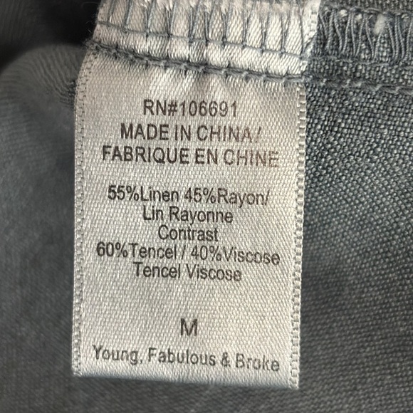 Young Fabulous & Broke Linen & Rayon Waist Tie Summer Dress in Blue -Size Medium - Picture 5 of 6